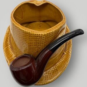 Vtg Lefton Hat Pipe Ashtray Japan 116682 Ceramic Bing Crosby Mid Century Tobacco